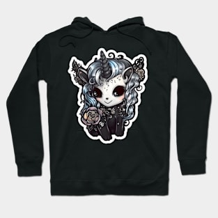 Black eyed Dark Unicorn, Darkicorn gothic anime style Hoodie